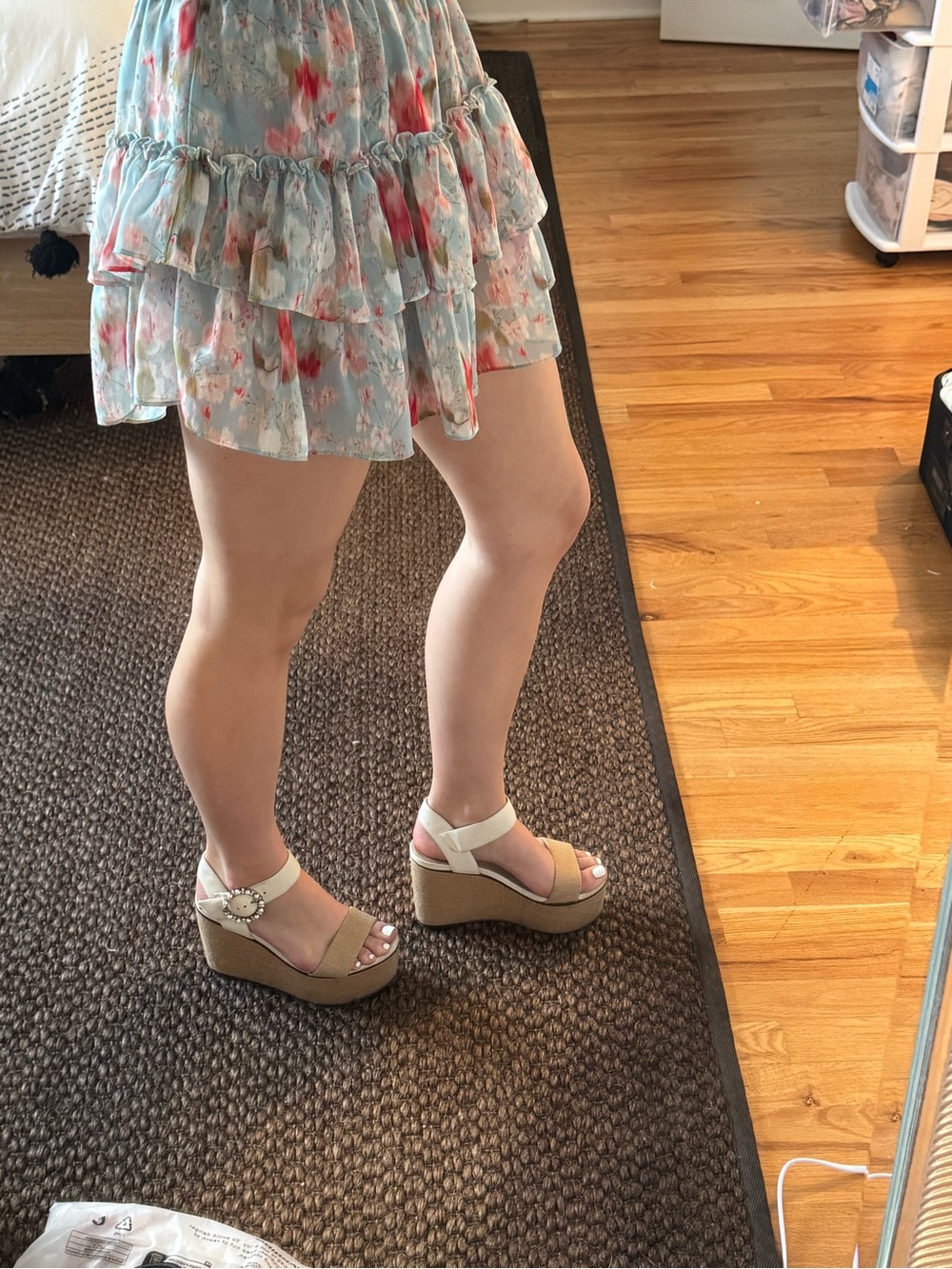 Jimmy Choo Tan & White Platform Wedges - Picture 14 of 14